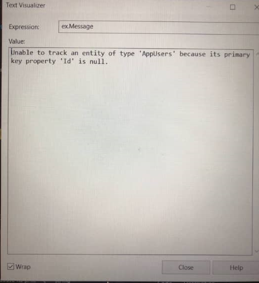 خطای unable to track an entity of type