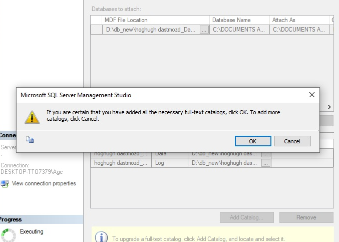 attach database in sql server