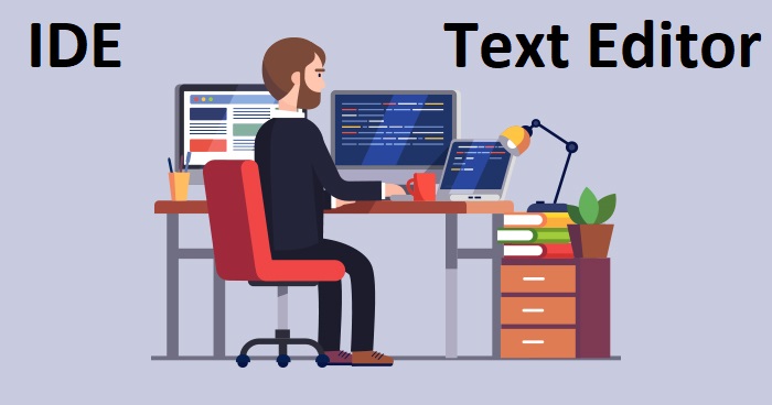 فرق ide و text editor