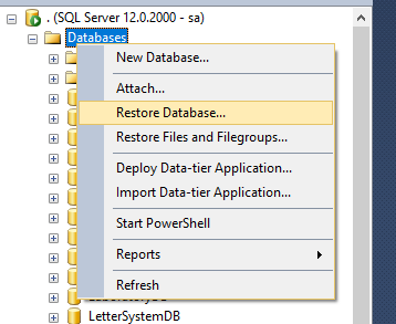 restore database backup