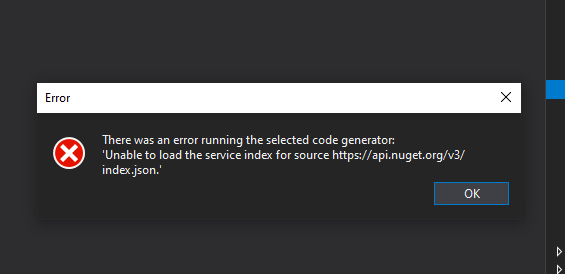 Unable to load the service index for source