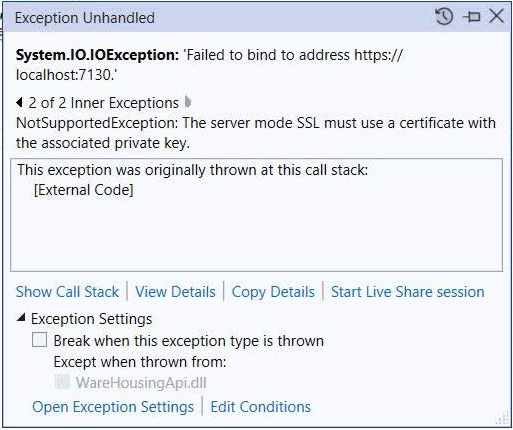 خطای ssl در asp.net core