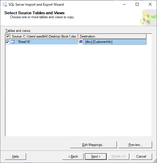 نام جدول در sql server