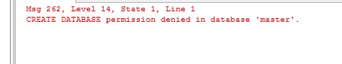 خطای create database permission denied in database master