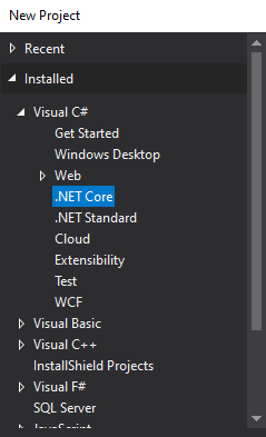 visual studio 2017 template menu