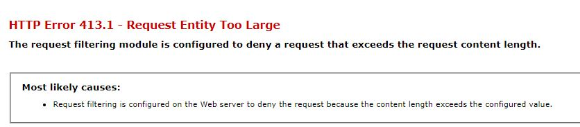 خطای request entity too loarge