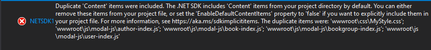 duplicate content items were included