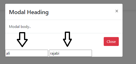 ارسال پارامتر به فرم مودال