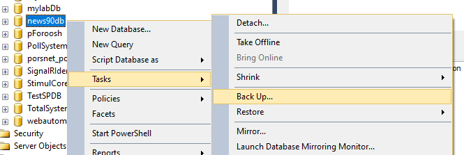بک آپ گرفتن در sql server