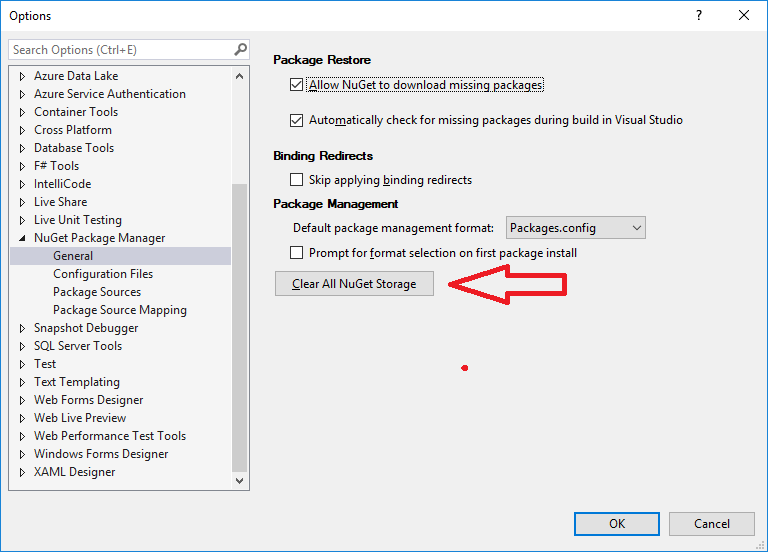 حذف کش پکیج های nuget