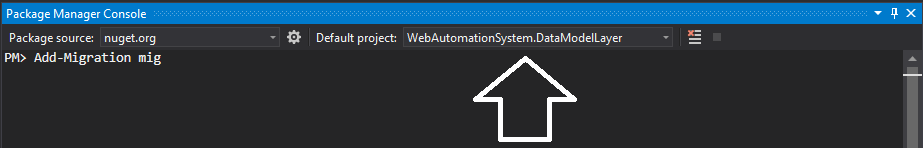 default project in code first