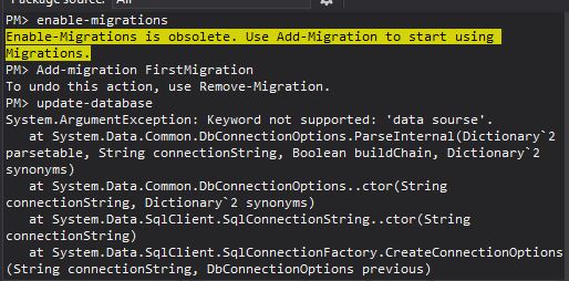Keyword not supported: “data source”