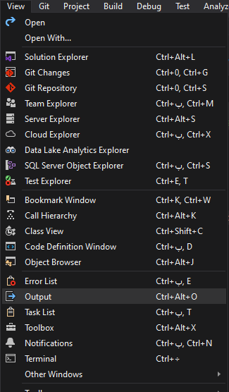 output window in visual studio